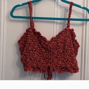 2/$10 Orange Floral Crop Tank, 3/$14